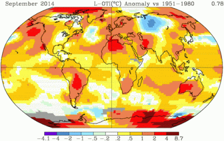 September 2014 hottest on record