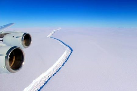 Arctic sea ice crack from plane